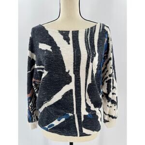 Mother Denim Black White Abstract Sweater Pullover Sweatshirt Cut Medium